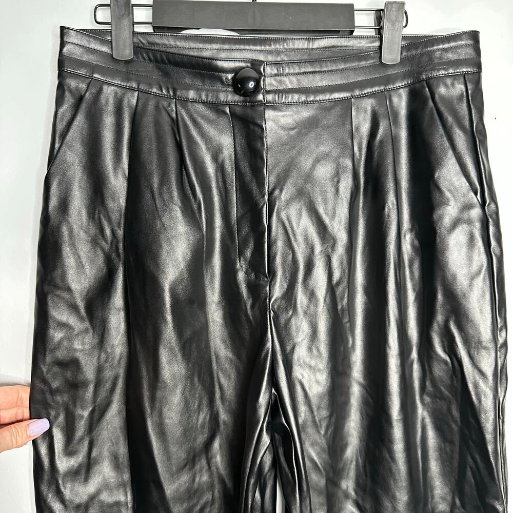 Princess Polly Women's High Waisted Black Faux Leather Straight Leg Pants Size 8 - Picture 3 of 10